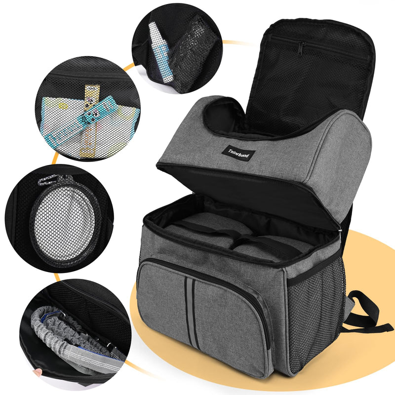 Dog Bags for Traveling Pet Diaper Bag Airline Approved Dog Food Travel Bag with 2 Food Storage Containers Bag Pet Camping Essentials Hiking Accessories Gift Gray - PawsPlanet Australia