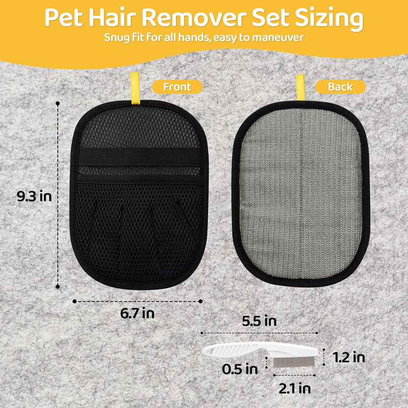 Pet Hair Removal Glove for Dogs & Cats, Upgraded 2PCS Five-Finger Electrostatic Pet Hair Remover with Grooming Comb, Reusable Washable Magic Brush Hair Tool for Laundry, Carpet, Car Seat, Couch Five-Finger Black - PawsPlanet Australia