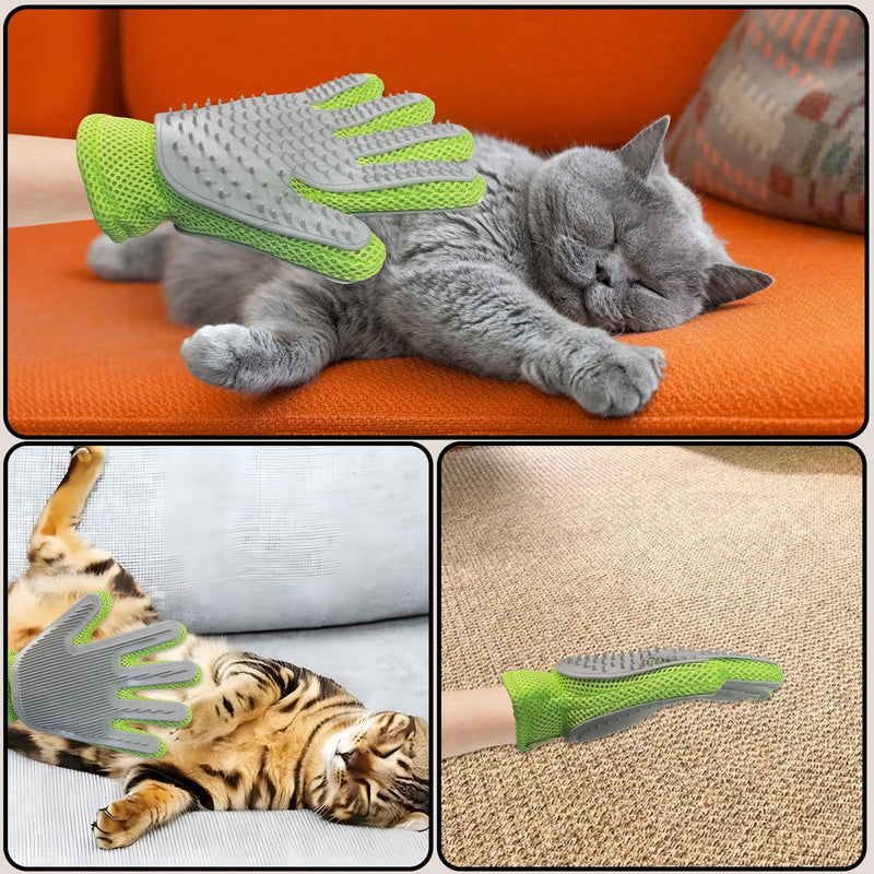 2 in 1 Pet Grooming Gloves - Cat and Dog Glove Brush, High Efficiency Pet Hair Removal Massage Glove, Clean Hair on Both Sides (Green /1 Piece) Green avocados - PawsPlanet Australia
