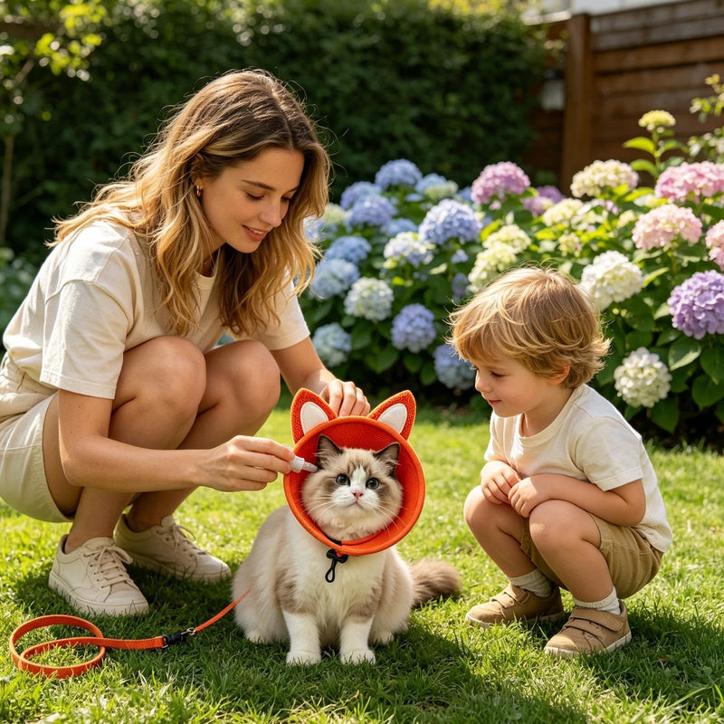Cat cone neck brace | Wound protection collar | Dog anti-lick collar | For daily outings, indoor grooming, coat care, bathing, vet visits, preventing licking and scratching, red, medium