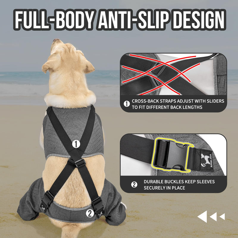 Arblina Hind Leg Sleeves for Post-operation Recovery, Upgraded Anti-Slip Dog Surgery Recovery Suit, Adjustable Dog Full Body Surgery Suit for Medium & Large Dogs, M