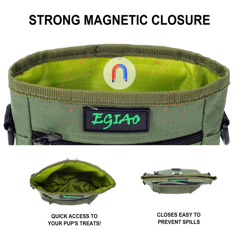 Dog Treat Pouch 2.0, Treat Pouches for Pet Training,Built-in Poop Bag Dispenser,Waist Belt Clip, Puppy Treat Pouch with Magnetic Closure - Green - PawsPlanet Australia
