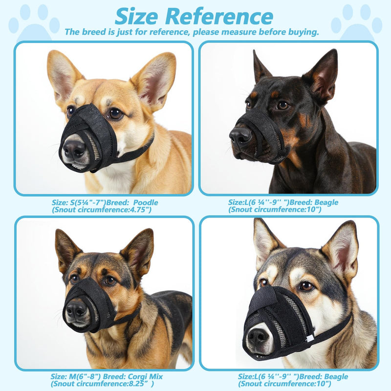 Breathable Muzzle for Dog, Soft Mesh Muzzle for Small Medium Large Dogs, Adjustable Dog Mouth Guard to Anti Biting, Barking, Chewing, and Scavenging, No Bark Dogs Muzzles, Black - PawsPlanet Australia