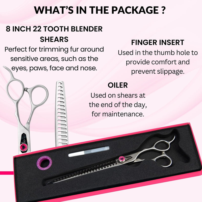 Kenchii Love Dog Grooming Scissors, 22 Tooth Blender Shears, Dog Scissors for Grooming, Professional Pet Grooming Scissors, Heavy Duty, Durable and Sharp - PawsPlanet Australia