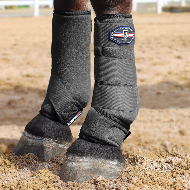 Harrison Howard Horse Sport Medicine Front Shock-Absorbing Boots All-Round Lower Limb Protection & Support Sport Boots Perfect for Endurance Training and Performance Pack of 2 Piano Black L Full (Large) - PawsPlanet Australia