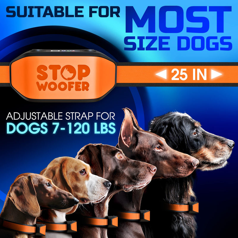 [NEW 2024] Dog Bark Collar - No Shock, No Pain - Rechargeable Barking Collar for Small, Medium and Large Dogs - w/2 Vibration & Beep Modes Black/Orange