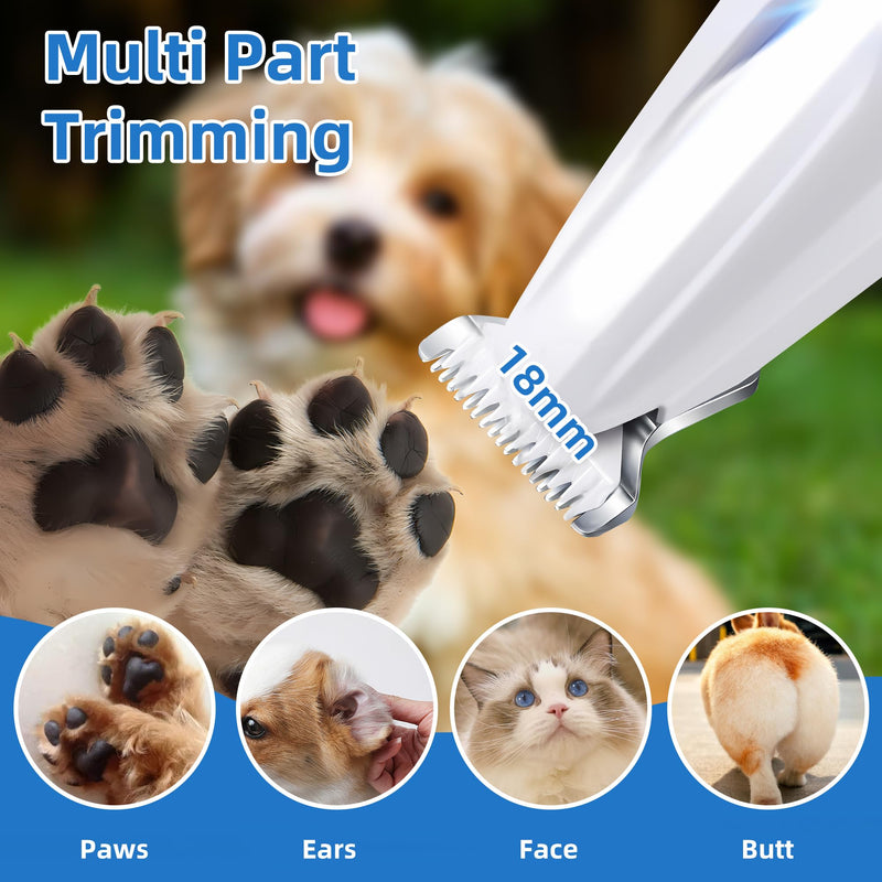 BreeyPaws Cat Clippers Dog Paw Trimmer Grooming Kit,4 in 1 Cat Shaver for matted Fur Claw Silent,Pet Shaver Trimmer for Dogs Cats Paws,2 Speed Battery Display Startup Locked USB Charge Cable (White) White - PawsPlanet Australia