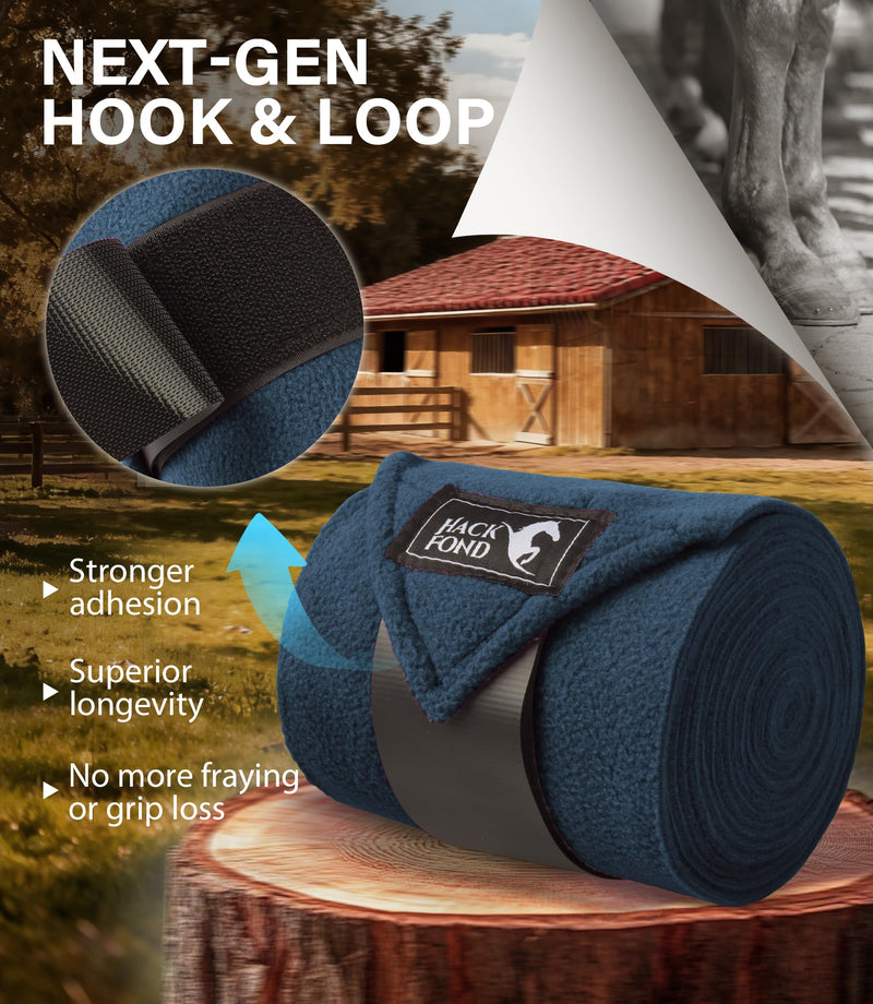 Fleece Horse Polo Leg Wraps Set of 4, 10' Horse Leg Bandages Stable Supplies Equestrian Boots Aegean Blue 10' - PawsPlanet Australia