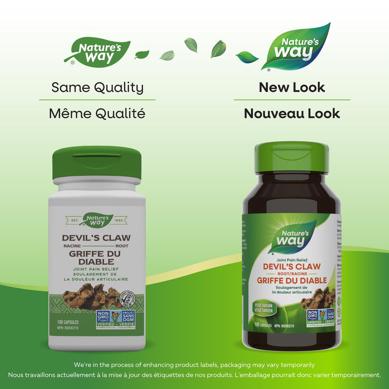 Nature’s Way Devil's Claw Root, Traditional Joint Support*, 960 mg per 2-Capsule Serving, Gluten-Free, Non-GMO Project Verified, 100 Vegan Capsules (Packaging May Vary)