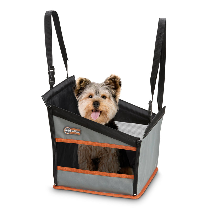K&H Pet Products Buckle N Go Dog Car Seat for Small Dogs, Waterproof Fabric, Breathable Mesh Sides, Adjustable Seat Belt Leash, Carseat for Small Pets, Car Seat Carrier - XS 16 X 14 X 14in Gray X-Small 16 X 14 X 14 Inches - PawsPlanet Australia