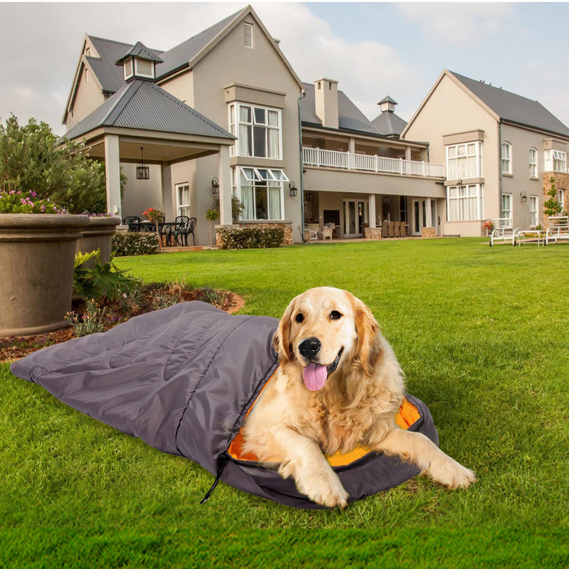Lifeunion Dog Sleeping Bag with Storage Bag Waterproof Warm Packable Dog Bed for Travel Camping Hiking Backpacking (Grey+Orange) Grey+Orange - PawsPlanet Australia