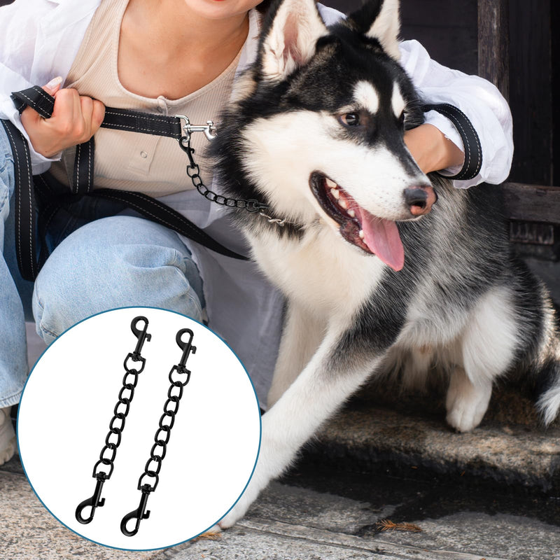 2 PCS Dog Collar Safety Clip Prong Collar Safety Clip Dog Harness Collar Connector 7.1inch Black Metal Double Ended Backup Dog Collar Clip for Dog Harness Chain Dog Necklaces Dog Strap - PawsPlanet Australia