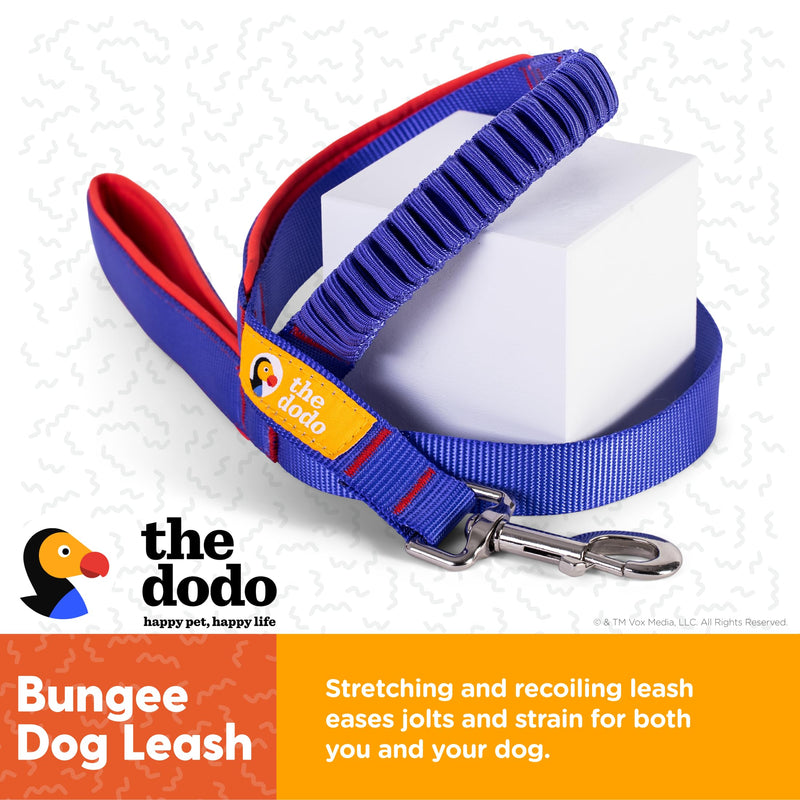 The Dodo Bungee Dog Leash, Blue - Easily Attaches to Any Dog Collar or Harness D-Ring - Two Length Options - Comfortable 4 Feet Walking Leash for All Dogs - PawsPlanet Australia