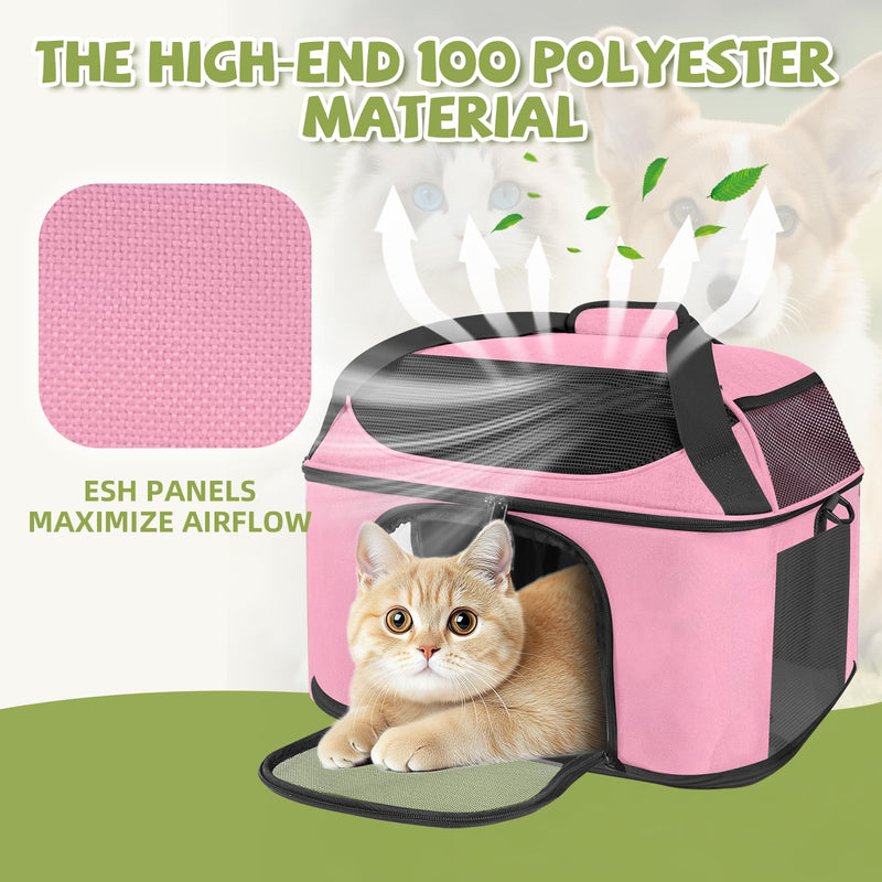 Premium Cat Carrier for Pets Up to 20 Lbs, Cat Travel Bag Soft-Sided Backpack Pet Carriers with Padded Shoulder Strap, Dog Carrier for Small Dogs Puppy Carry Airline Approved, Pink - PawsPlanet Australia
