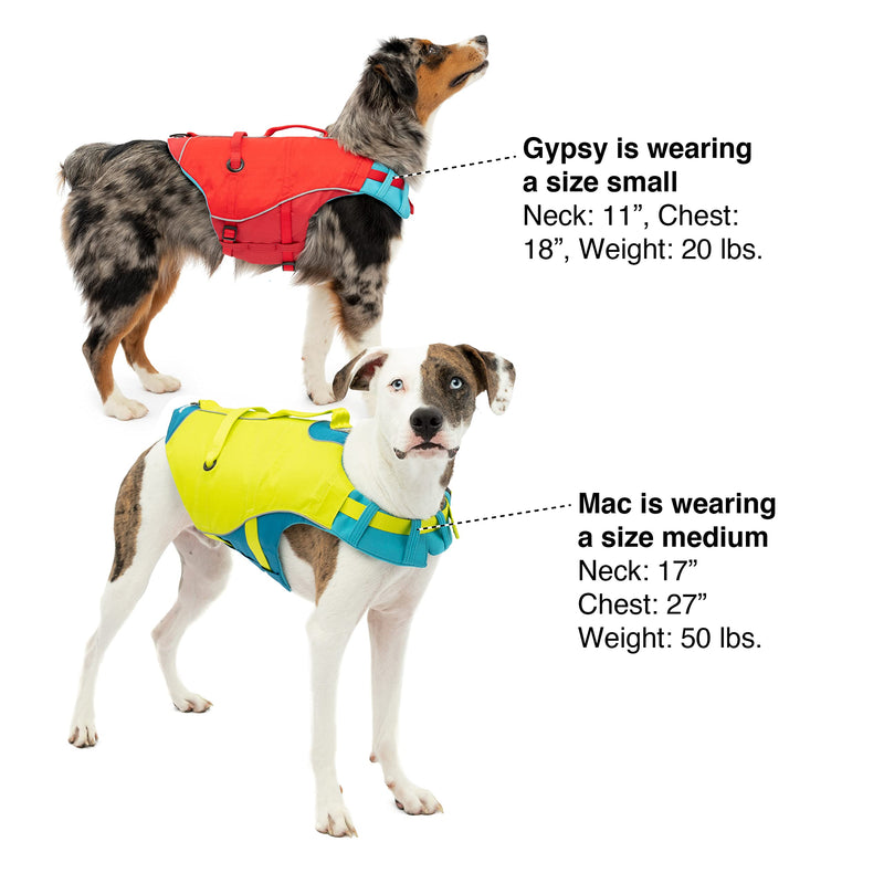 Kurgo Surf n’ Turf Dog Life Jacket, Dog Life Vest for Swimming, Floatation Vests for Dogs, Dog PFD, Reflective, Adjustable, for Small Medium Large Pets (Yellow/Blue, Medium) Blue-Green New Packaging