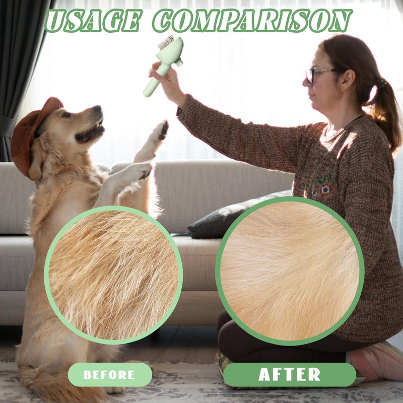 Self-Cleaning Spray Cat Brush for Shedding, Removes Static Flying Hair, and Works Wonders for Both Long and Short-Haired Pets 2 In 1 Cleaning Brush for Cats And Dogs Grooming green - PawsPlanet Australia