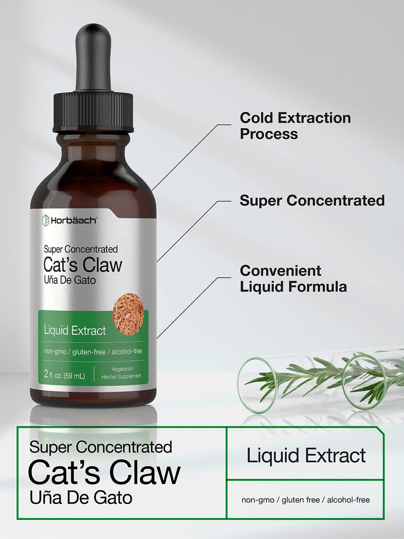 Horbäach Cats Claw Herb Extract Tincture | 2 Fl Oz | Alcohol Free | Vegetarian, Non-GMO, Gluten Free Liquid - PawsPlanet Australia