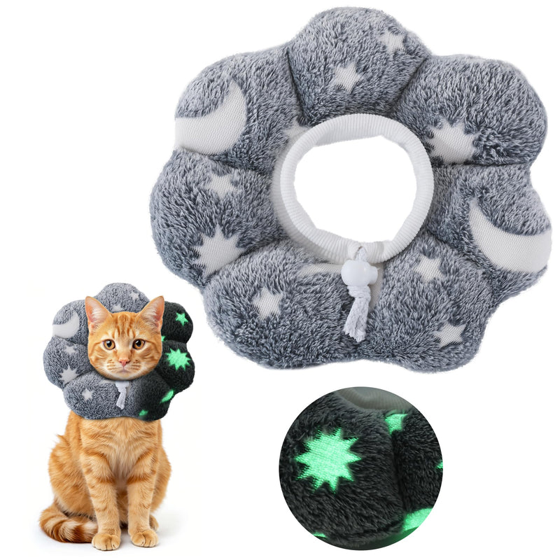MABOZOO Adjustable Cat Cone Collar Glow in The Dark, Pet Recovery Elizabethan Collar for Kittens Cats After Surgery, Pet E Neck Cone After Surgery for Small Animal Stop Licking (M) M