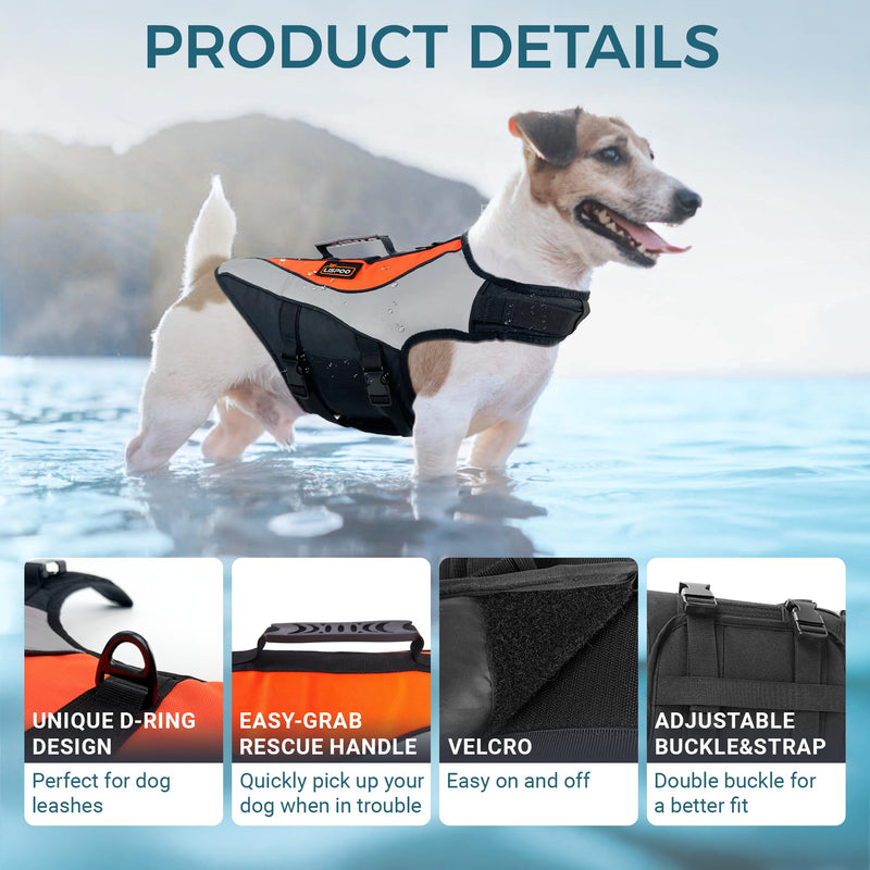 Dog Life Jacket & Swimming Safety Vest, Buoyant Float Coat with Handle & Reflective Strips for Small Dogs, Water Rescue Vest for Boating, Pool, Beach(Size S) Dog Life Jacket - PawsPlanet Australia