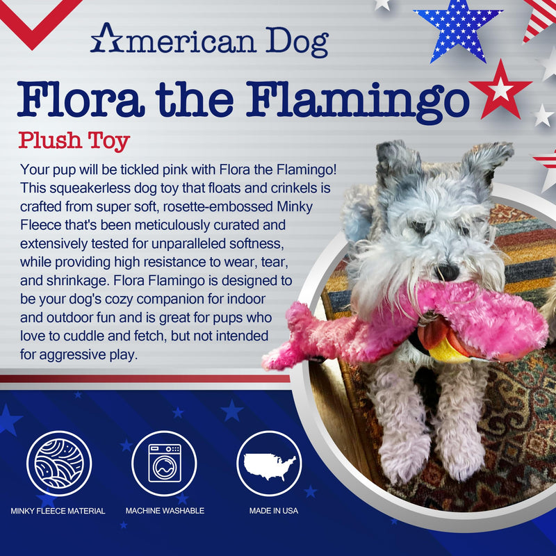 Flora The Flamingo – Durable Plush Dog Toy That Crinkles and is Made in USA from Pet-Safe, Machine-Washable Soft Minky Fleece Material with High Resistance to Wear, Tear, and Shrinkage One Size Flora the Flamingo - PawsPlanet Australia