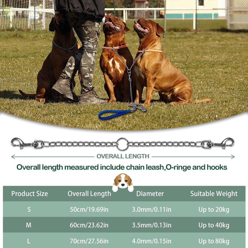 LOS ANDES Metal Double Dog Leash Chew Proof Chain Leash 2 Way No Tangle Coupler Dog Leash Extension Splitter Lead for 2 Small Dogs Walking (50cm) S: 3.0mm*19.7inch - PawsPlanet Australia