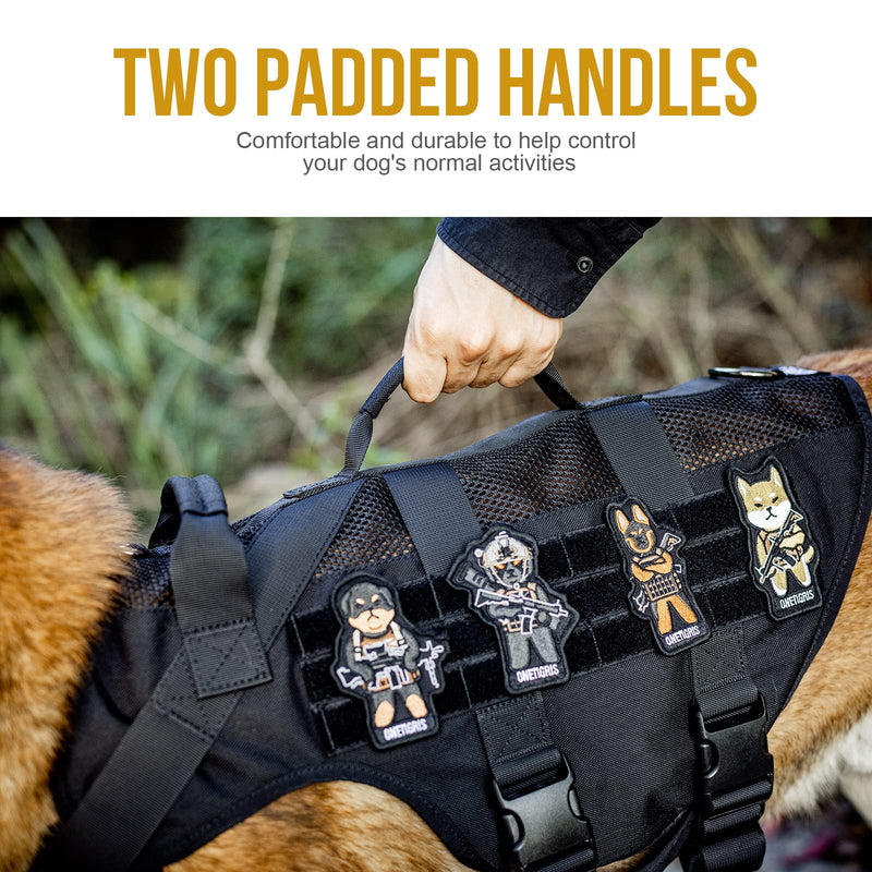 OneTigris AIRE Mesh Tactical Dog Harness No Pull Tactical Dog Harness,Breathable Mesh Design Service Dog Vest with Handle & Molle Pouches, Adjustable Suit for Walking Hiking Training(M, Black) M