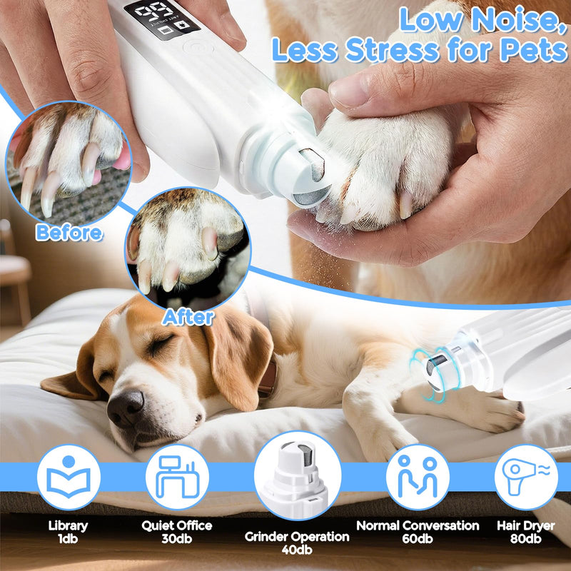 2-in-1 Led Cat Dog Nail Grinder - Rechargeable Pet Nail Trimmers with LED Light,300mAh Battery Quick USB Charge for Medium Small Dogs Cats Rabbits - PawsPlanet Australia