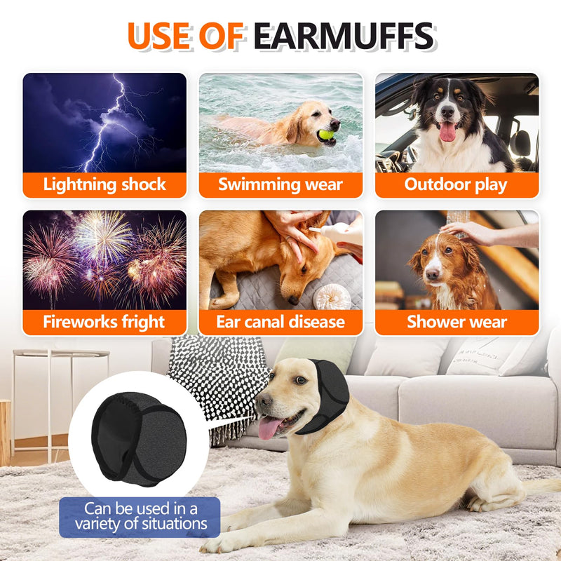 Dog Snood Swim Ear Protectors, Comfort Dog Ear Muffs Noise Protection, Waterproof Adjustable Cat Ear Shower Wrap, Pet Snood Ear Covers for Anxiety Relief,Swimming,Grooming (Gray, L) Gray