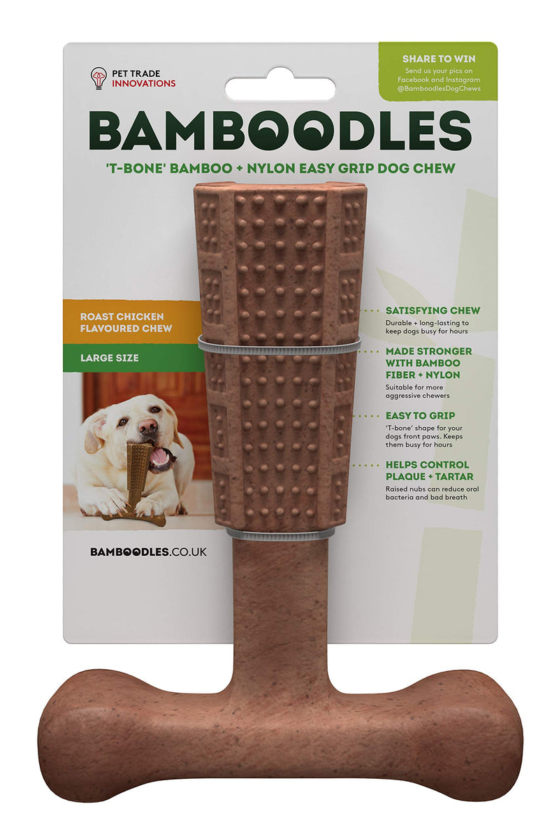 Bamboodles T-Bone Dog Chew for even the most aggressive of chewers LARGE CHICKEN - PawsPlanet Australia