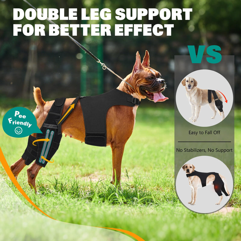 Dog Knee Brace Double Leg Support with Vest - Orthopedic Joint Stabilizer for ACL Tear, Arthritis, Patella Recovery - Adjustable Non-Slip Recovery Brace for Small Middle Large Dogs (Small)