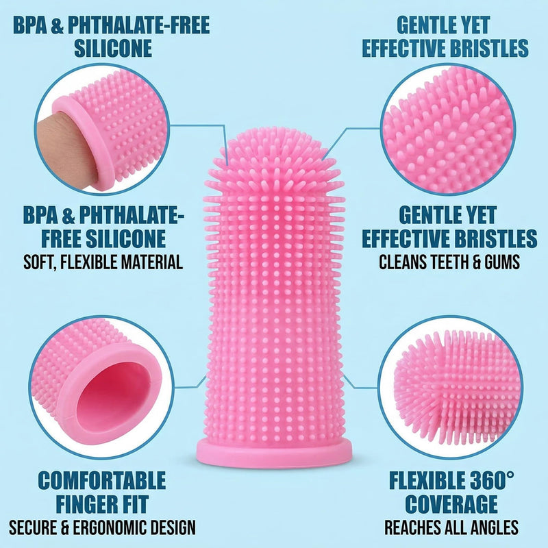 Pack of 10 Dog Toothbrush, Silicone Finger Toothbrush Set for Dogs, Dental Care Finger Cots, Multicolored Available for Puppies and Adult Dogs