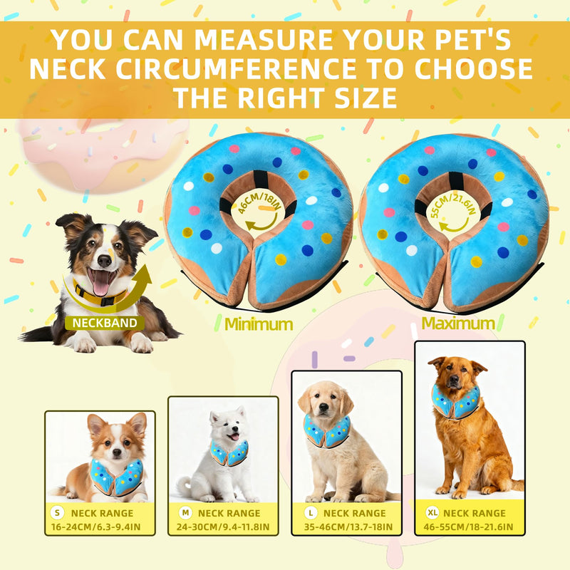 Inflatable Dog Collar Soft with Adjustable Fastening, Suitable for Wound Healing After Surgery, Does Not Affect Sleep or Eating sky blue XL