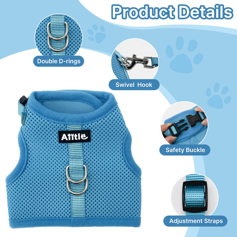 AIITLE Lightweight Escape Bunny Harness and Leash Set - Air Mesh Vest with Double D-Rings, Adjustable & Magic Tape Design, for Ferret/Cat/Puppy Training and Hiking Adventures, Blue L - PawsPlanet Australia