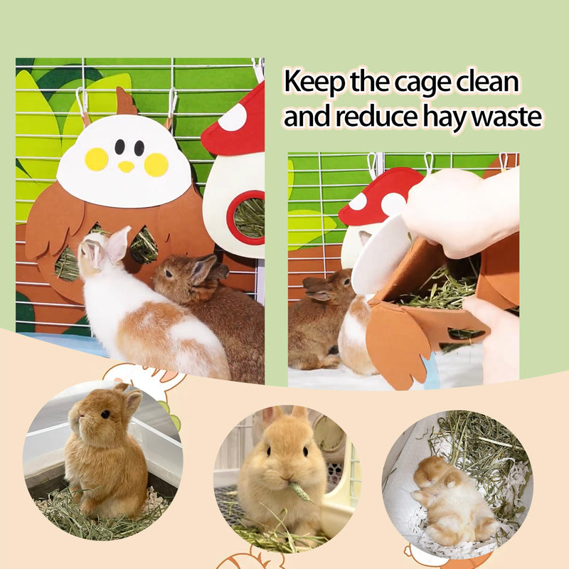 2Pcs Rabbit Hay Feeder Bag with 5 Holes, Guinea Pig Hanging Hay Feeder, Suitable for Small Animals Such as Guinea Pigs, Rabbits and Chinchillas - PawsPlanet Australia