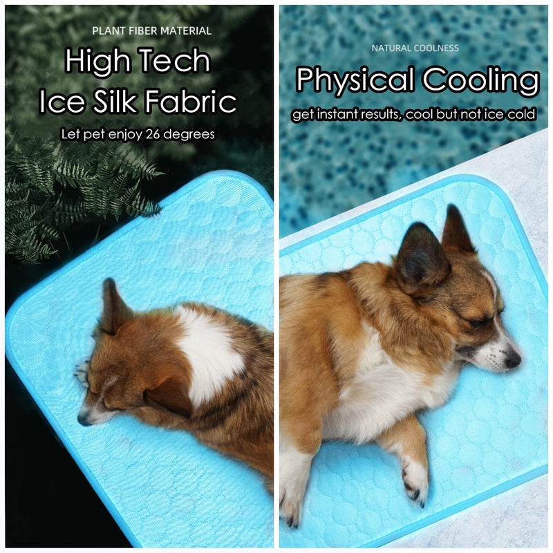 SOMOYA Dog Self Cooling Mat Pet Washable Cooling Pads Blanket Sleeping Kennel Mat,Ice Silk Sleep Mat Pad Non-Toxic Breathable Sleep Bed Beach for Large Dogs Cats (Blue, 39.4x59 in) Blue - PawsPlanet Australia