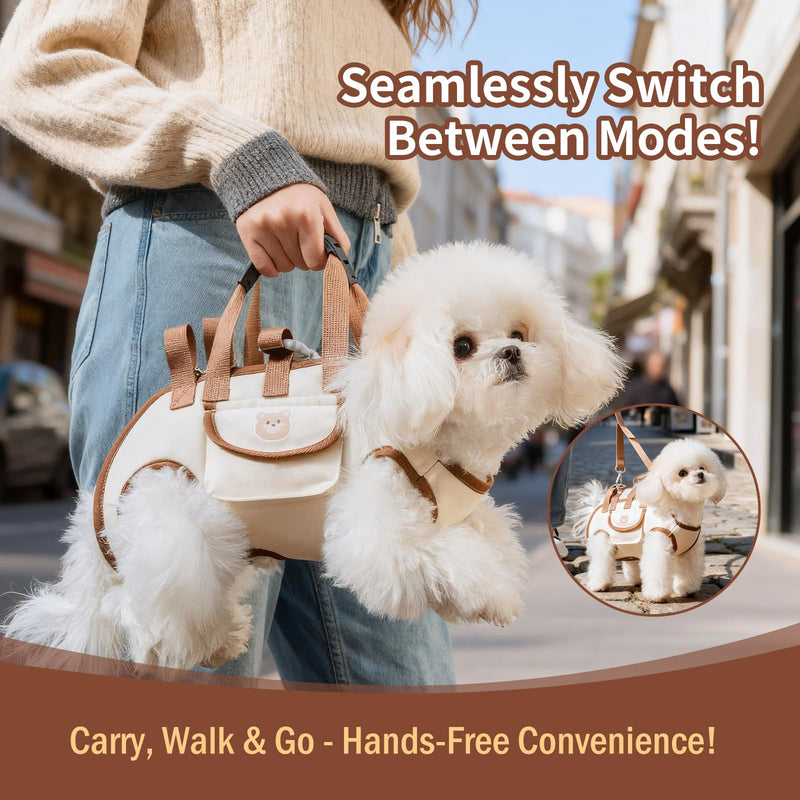Puppy Sling Carrier Dog Lift Harness, Full Body Lift Harness for Small Dogs and Cats, Adjustable Breathable Vest Straps Portable Pet Carrier Backpack, Hands Free for Pets Cats Outdoor Travel (M) M - PawsPlanet Australia
