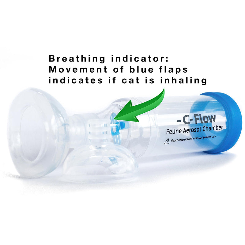 Cat Inhaler Spacer for Cats with Breathing Indicator - Includes 2 Masks to fit Most Cats - Feline Aerosol Chamber