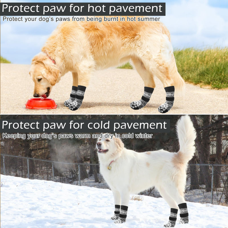 EXPAWLORER Anti-Slip Dog Socks-Double Sides Grips Traction Control on Hardwood Floor,Dog Boots for Winter,Dog Shoes for Cold Pavement,Paw Protector,Prevents Licking,for Small Medium Large Senior Dogs Medium (6 Count) Grey - PawsPlanet Australia