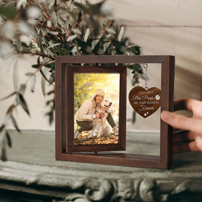 Dog Memorial Gifts for Loss of Dog - Rotating Wooden Picture Frame for 4x6 Photo - Pet Memorial Gifts for Dog Cat - Dog Loss Sympathy Bereavement Remembrance Gift - PawsPlanet Australia