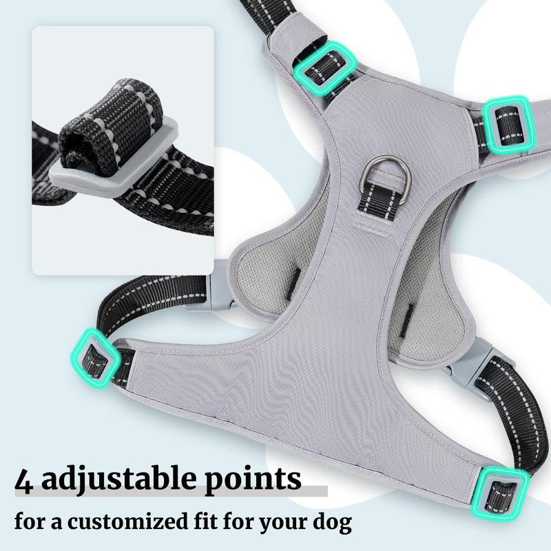 Huntboo Anti Pull Dog Harness Medium, No-Pull Reflective Hanresses for Pet with Front Clip, Adjustable, Breathable for Small, Medium & Large Dogs Walking, Training, Running (Static Black, M) Medium (Pack of 1) Static Black - PawsPlanet Australia