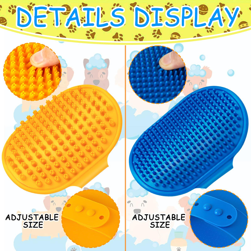 Ponpon 3PCS Dog Bath Brush with 4Pcs Toothbrush, Scrubber and Shampoo Brush with Adjustable Ring Handle, Shower Brush for Long and Short Hair