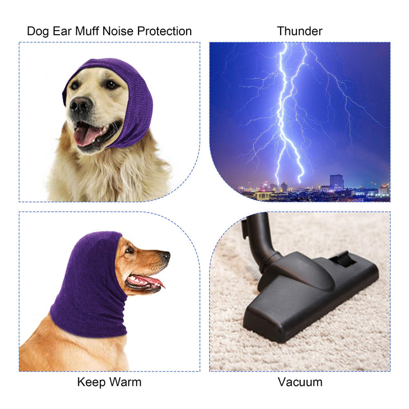 Quiet Ears for Dogs, Rbenxia 1 Piece Dog Ear Cover Hoodies Dog's Ear Muffs Headband Noise Ear Protection Warm Winter Ear Scarf for Dogs (Purple, Large) Purple - PawsPlanet Australia