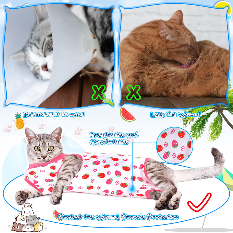 6 Pcs Cat Recovery Suit Kitten Recovery Suit E Collar Alternative Pajama for Cats and Dogs Abdominal Skin Anti Licking Suit, Multi Styles (Fruit,Small) Fruit Small - PawsPlanet Australia