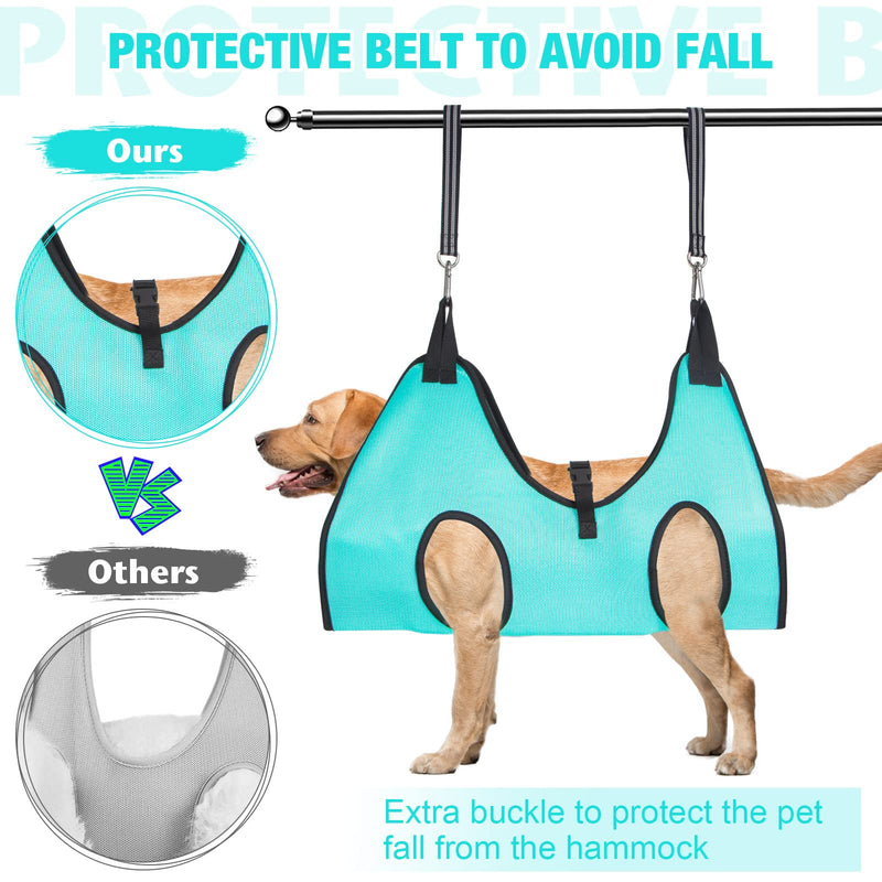 Dog Grooming Hammock - Upgrade Pet Grooming Harness for Nail Trimming (S 30lb), Dog Sling for Nail Clipping, Dog Hanging Holder Hanger for Cutting Nail with Nail Clippers S for Small Dogs 30LB Green - PawsPlanet Australia