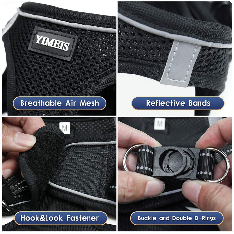 YIMEIS Dog Harness and Leash Set, No Pull Soft Mesh Pet Harness, Reflective Adjustable Puppy Vest for Small Medium Large Dogs, Cats (Black, X-Small (Pack of 1)) Black X-Small (Pack of 1) - PawsPlanet Australia