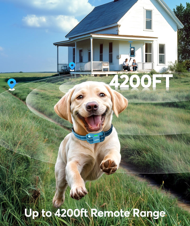 Jugbow Dog Training Collar with Remote, 4200FT Rechargeable E Collar for Small Medium Large Dogs 5-120lbs, IPX8 Waterproof Electric Collar with 4 Training Modes, Security Lock Blue - PawsPlanet Australia