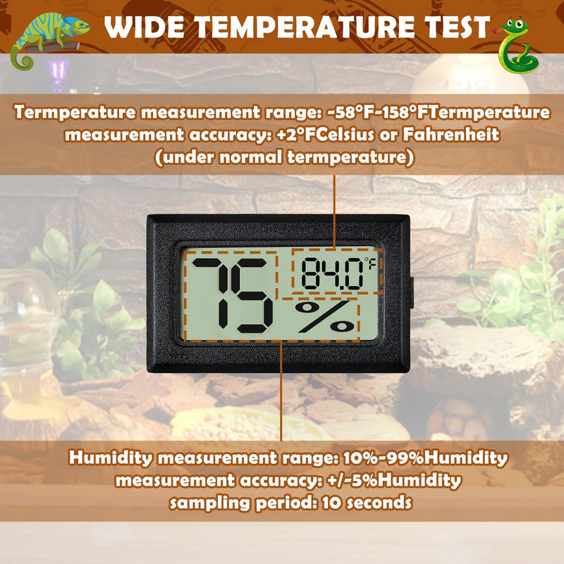 Reptile Thermometer and Humidity Gauge,2PCS Digital Adhesive Reptile Hydrometer Thermomete Tank Accessories,Reptile Terrarium Thermomete Pet Supplies for Snake,Bearded 2PCS - PawsPlanet Australia