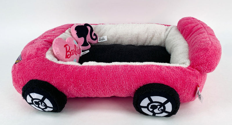 Barbie Plush Car Pet Bed- Themed Plush Pink Pet Bed for Dogs and Cats – Soft and Cozy Pet Bed with Barbie Pillow and Car Design - PawsPlanet Australia