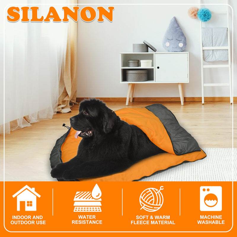 Dog Sleeping Bag Waterproof Warm Packable Dog Bed with Storage Bag Large Portable Pet Bed Mat for Travel Camping Hiking Backpacking Indoor Outdoor Orange - PawsPlanet Australia