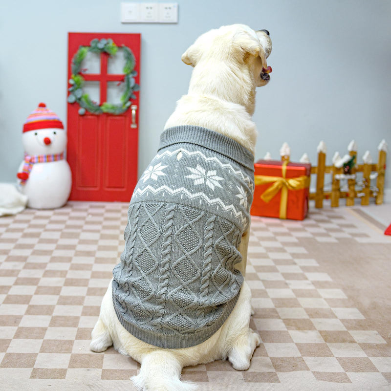 Warm Winter Dog Sweater - Cold Weather Pet Clothes for Small Medium Large Dogs Indoor Outdoor, Soft Classic Knit Puppy Apparel, Grey, M - PawsPlanet Australia